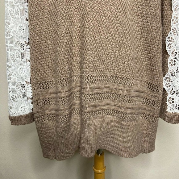 Listicle Lace Panel Sleeve Detail Cardigan - Picture 8 of 9